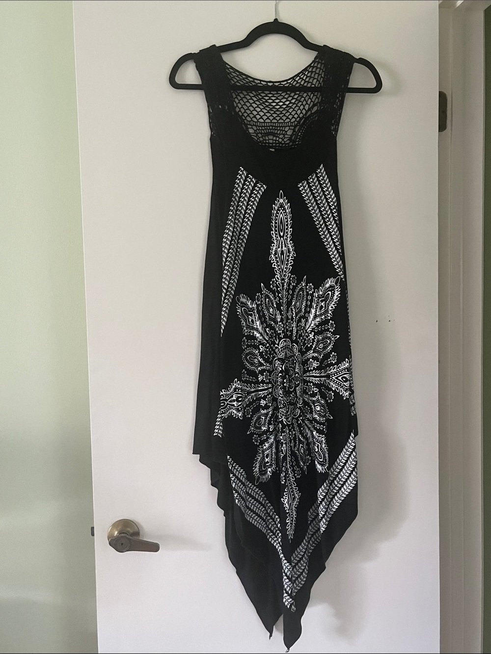 India Boutique Black Maxi Dress with White Medallion Print